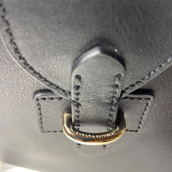 Banana Republic Black Leather Bucket Bag Purse with Red Interior - Picture 7 of 15